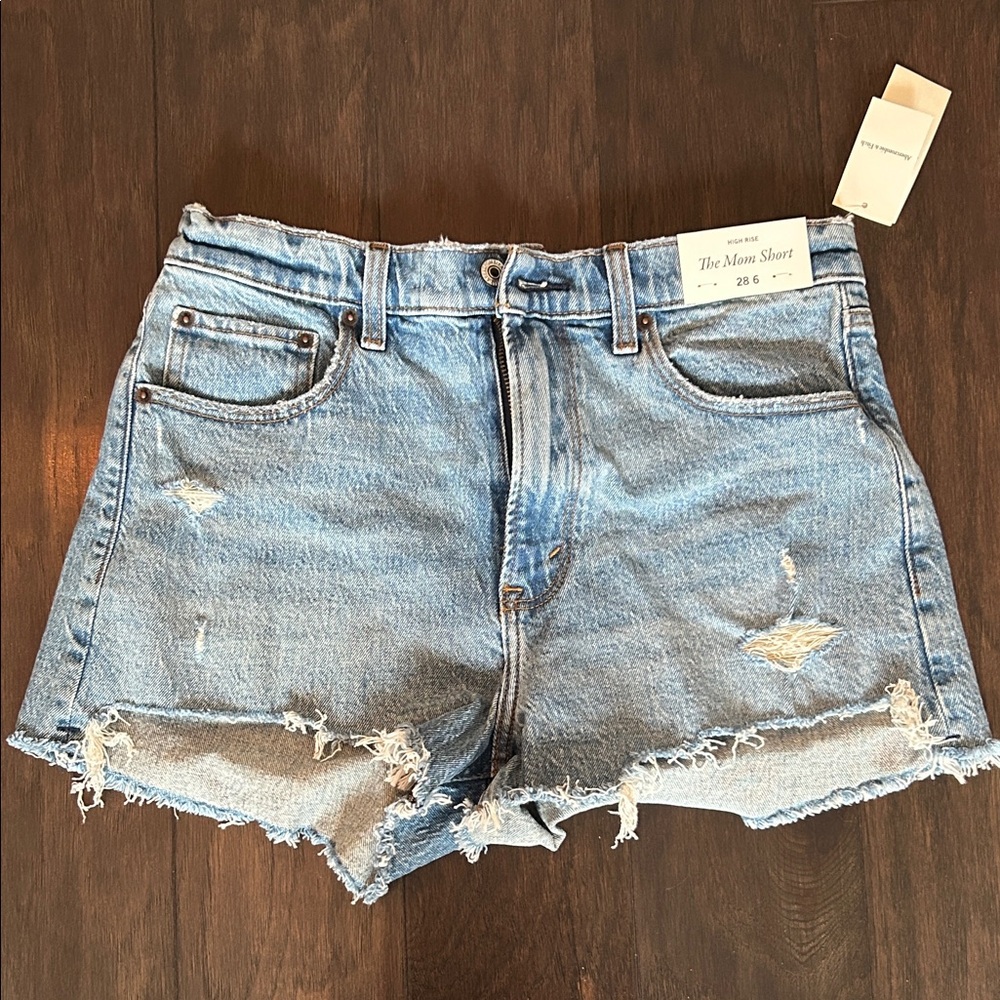 Abercrombie & Fitch Light Blue Distressed Jean Shorts